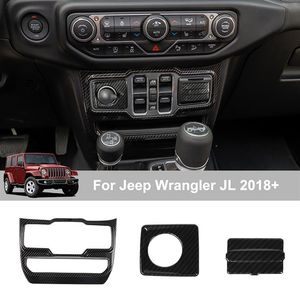 Fibre de carbone ABS fenêtre panneau de commande voiture allume-cigare prise USB pour Jeep Wrangler JL 2018 Up Auto accessoires internes252b