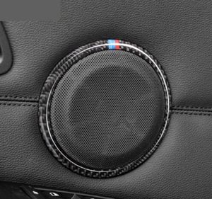 Haut-parleur de porte de voiture en Fiber de carbone, autocollant décoratif circulaire, garniture de haut-parleur, style de voiture pour BMW E90 320i 325i E84 X1, accessoires 1190342