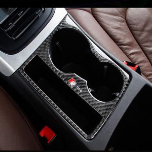 Fibra de carbono Car Interior Control de equipo Panel de cambio Copa de agua Cubierta Cubierta de estilos de estilización de automóvil para Audi A4 B8 A5 Auto ACCES246P