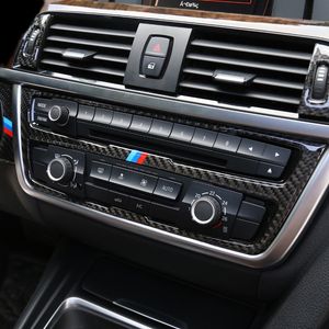 Fibra de carbono estilo de coche pegatina tira aire acondicionado CD Panel cubierta decorativa embellecedor accesorios para BMW 3 4 Series 3GT F30 F31 F32 F34