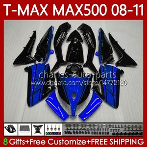 Carrocería de motocicleta para YAMAHA T-MAX500 TMAX-500 MAX-500 T 08-11 Carrocería 107No.0 TMAX MAX 500 TMAX500 MAX500 08 09 10 11 XP500 2008 2009 2010 2011 Carenados Azul brillante