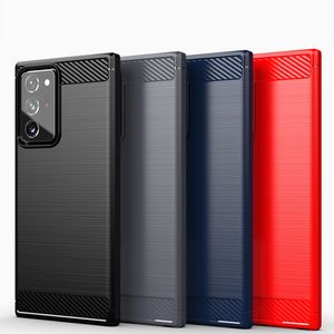 Coque en TPU texturée en fibre de carbone pour iPhone 12 11 Pro Max Se 2020 LG Stylo 6 Google Pixel 5 Samsung Note 20 S20 Huawei P40