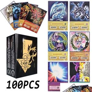 Card Games 100Pcs Yu-Gi-Oh Style Cards Blue Eyes Dark Magician Exodia Obelisk Slifer Ra Yugioh Dm Classic Proxy Diy Kids Gift Drop D Dhpax