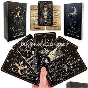 Jeux de cartes Luna Somnia Tarot Shores Of Moon Deck avec guide de jeu de boîte 78 cartes complètes Fl Starry Dreams Astrologie céleste Witc Dhpll