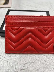 Titulaire de la carte Hommes Femmes Porte-cartes Noir Rouge Lambskin Mini Portefeuilles Poche porte-monnaie Poches intérieures à fentes Petit sac en cuir véritable