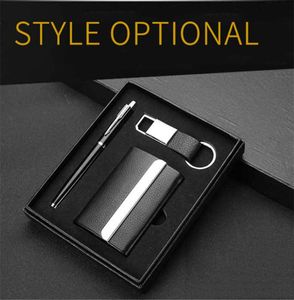 Détenteurs de cartes Bycobecy 2021 Business Pu Holder Set Pen Key Organizer Case Multi Quality Metal Luxury Gift8047476