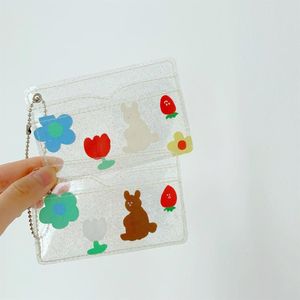 Tarjeteros Lindo Oso Transparente Impermeable PVC Mujeres Caso Titular de Negocios Niñas Bolsa ID Mini Cartera