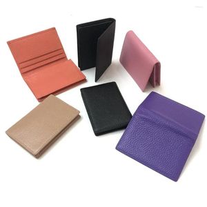 Titulaires de cartes Véritable porte-affaires en cuir de luxe en cuir de vachette Japon personnaliser mini portefeuille pour hommes femmes ID