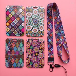 Titulares de tarjetas Patrón de mandala Lanyard ID Badge Holder Nombre lindo con Cool Neck Rope Drop