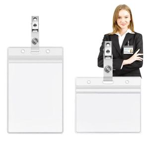 Titulaires de cartes PVC Transparent Sleeve Cover Business Travail ID Porte-Badge Sac Bus Poitrine Poche Personnel Case