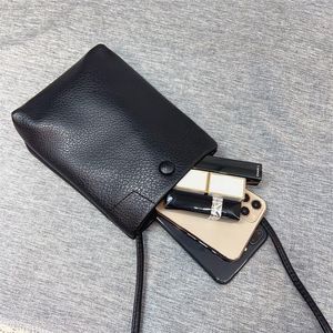 Titulaires de cartes Sac latéral souple PU Cuir Téléphone portable Femme Mini épaule Messenger Cartes clés Bras de rangement