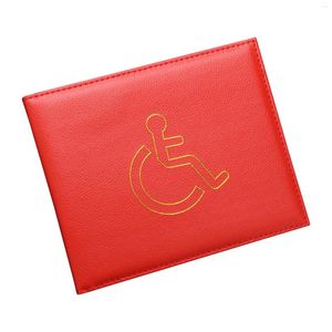Titulaires de cartes avec compartiments Lecture facile Mode sûre Couverture de permis de stationnement en cuir PU Porte-badge pliable pour personnes handicapées Affichage portable