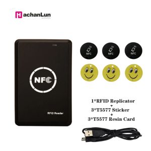 Carte NFC Smart Card Reader Writer RFID Copier Duplicator Black USB Programmer Key FOBS ID ID Stickers IC Stickers Epoxy Carte Copier