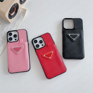 Étuis de téléphone Triangle de concepteur de poche de carte pour iPhone 15 14 13 13pro 12 12pro 11 pro X Xs Max XR 8 7 Plus couverture de coque de poche de poche de peau de haute qualité étui de téléphone portable de luxe