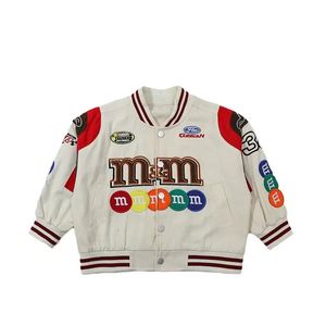 Cardigan américain Hip Hop veste pour enfants travail lourd broderie moto vêtements tendance rue printemps automne garçon vêtements filles manteau 231211