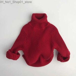 Cardigan niños bebé suéter Navidad otoño invierno rojo bebé niño niña ropa de punto manga larga niños niño cuello alto jersey tops Q231206