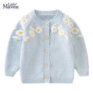 Cárdigan Little maven, suéter para niñas pequeñas, ropa informal azul claro encantador, cárdigan de otoño para niños, abrigo bonito para niños de 2 a 7 años 230224