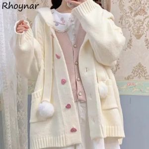 Cárdigans Suéteres Cárdigan Mujer Baggy Preppy Girlish Sweet Kawaii Ropa Japonés Elegante High Street Suave Diseñador Prendas de punto Otoño