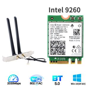 Cartes 1730 Mbps pour carte de bureau Intel Dual Band Kit Bluetooth 5.0 802.11ac M.2 9260ngw Carte avec antenne 2x 6 DBI pour l'ordinateur portable WIN10
