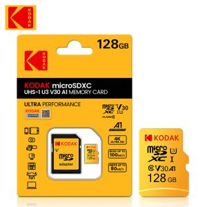 Cartes 2pcs Original Kodak U3 Micro SD Carte 128 Go 256 Go SDXC / SDHC Class 10 Card Flash Carte Mémoire 128 Go Micro SD avec adaptateur SD