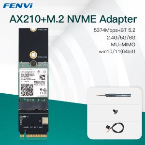 Cartes 5374Mbps WiFi 6E AX210 2.4G / 5GHz / 6GHz pour Bluetooth 5.2 à M Key NVME SSD PORT Réseau WLAN Adaptateur WiFi WiFi 6 Card Intel AX200