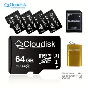 Tarjetas Cloudisk 5 Pack MicroSD Card 64GB 32GB 16GB 8GB 4GB 2GB 1GB MicroSDHC U3 U1 A2 A1 C10 UHSI Memoria MicroSDXC Tarjeta TF con adaptador