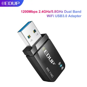 Cartes EDUP 1300 Mbps USB3.0 Adaptateur WiFi Carte réseau 5,8 GHz 2,4 GHz Adaptateur USB Win11 AC sans fil 2,8 GHz 2,4 GHz pour ordinateur portable PC Desktop