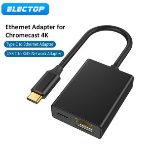 Cartes Electop USB Network Carte Ethernet Adaptateur pour Chromecast Google TV Typec to RJ45 Network for Smartphones Tablets Android Device