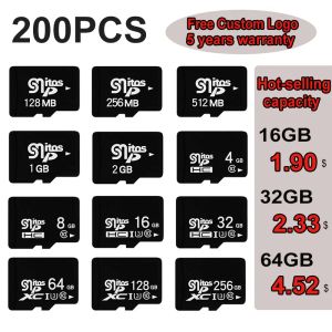 Cartes Factory Wholesale SD Memory Carte TF / SDCARD 200PCS 16 Go 32 Go 64G 128G 256G 80M / S CLASS10 Personnalisation gratuite 128 Go Camera / téléphone