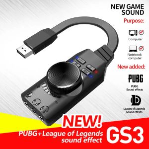 Cartes GS3 7.1 Channel Sound Carte Converter Adapter External USB Audio Headset Audio Jack Adapter Interrupteur pour PC