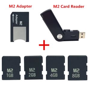 Cartes chaudes !!!1 Go 2 Go 4 Go 8 Go M2 Carte mémoire Mémoire Micro avec adaptateur MS Pro Duo + Lecteur de carte M2 gratuit