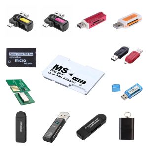 Cartes Adaptateur de carte mémoire Micro SD TF Card Flash To Memory Stick MS Pro Duo pour la carte PSP Dual 2 Slot Adapter White