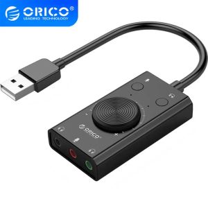 Cartes ORICO SC2 EXTERNE USB Sound Card Stéréo micro haut-parleur 3,5 mm Casque de casque Adaptateur de câble de prise Adaptateur Volume Réglage GRATUIT