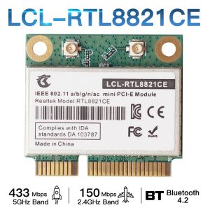 Tarjetas RTL8821CE 433Mbps WiFi+Bt4.2 802.11ac Banda dual 2.4G/5GHz Mini PCIe Tarjeta Wifi Wireless Soporte de tarjeta de red inalámbrica para computadora portátil/PC Win10/11