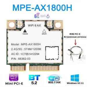 Tarjetas WiFi 6 Adaptador de 1800Mbps MPEAX1800H Mini PCIe 2.4Ghz / 5GHz Bluetooth 5.2 con antena incorporada rápida para computadoras portátiles y escritorios