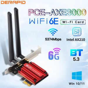 Cartes WiFi6E Intel AX210 Bluetooth 5.3 Triple Band 2.4g / 5GHz / 6GHz Carte WiFi 802.11ax AX200 PCI Express Wireless Network Adapter PC