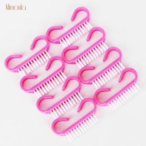 Brosse de nettoyage de soins 100pcs Pink Cleaning Dust Brush Tool Beauty Manucure Tool en plastique rose Soft Manucure Pédicure Nail Art Care Tool