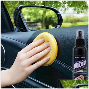 Produits de soins 120 ml de voiture polonais intérieur cire nettoyant polissage cire cuir surface siège plastique agent de rechapage motif bricolage voitures Dro Dhid3