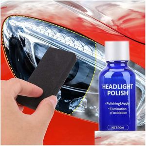 Produits de soins Kit de voiture 30 ml Outil de réparation de phare Restauration Oxydation Verre de rétroviseur Liquide Polonais Phare Polissage Anti-Scratch Co Otz3T