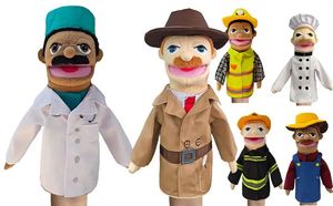 Carrière de marionnette à main cuisinier pompier agriculteur travailleur médecin en peluche joyeuse éducative jouet soft éducative marionnettes 240328