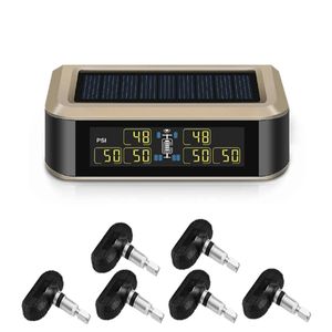 CAREUD Solar Bus RV Truck TPMS Système de surveillance de la pression des pneus sans fil avec 6 capteurs externes/internes Max 130 PSI-1