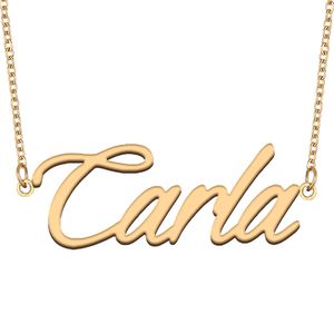 Collar con nombre de Carla, colgante personalizado personalizado para mujer, regalo de cumpleaños para mamá, joyería para mejores amigos, acero inoxidable chapado en oro de 18k
