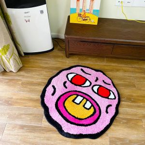 Tapis LAKEA cerise bombe tapis rose touffeté à la main décor de chambre Kawaii petits tapis pour chambre dessin animé cercle poinçon aiguille