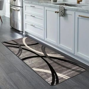 Carpets 1pc Black and White Creative Line Chambre salon Porte de porte Tapis de tapis étanche Anti-Skid Kitchen Bathroom Floor