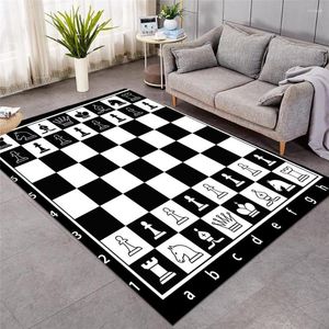 Tapis 2023 échiquier grand pour salon jeux enfants jouer tapis de sol noir et blanc tapis tapis de mode