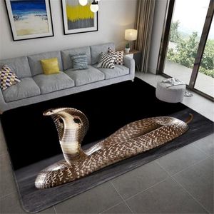 Tapis 3D serpent imprimé chambre tapis de sol salon Table basse tapis noir motif Animal tapis de salle à manger tapis de bain entrée