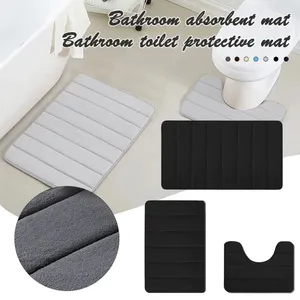 Tapis 3pcs / réglage des tapis de bain d'absorption d'eau Ensembles de bain à la machine rapide à la machine rapide