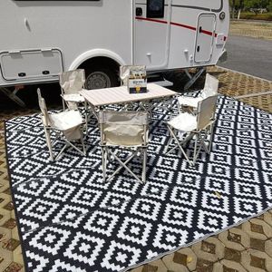 Tapis 9x12ft Area Carpet RV Patio Mats Outdoor Plastic Camping Rug Tapis de plage de grande taille Sandproof Imperméable Pliant Portable avec sac