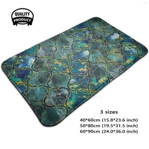 Patrón de alfombras Al con mármol y dorado 3D suave suave alfombra de alfombra de alfombra ágata de piedra azul gema mineral míneral