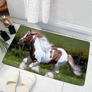 Tapis American Paint Horse House Paillasson Chambre Décor 3D Imprimer Animal Sol Tapis de porte antidérapant doux flanelle tapis extérieur